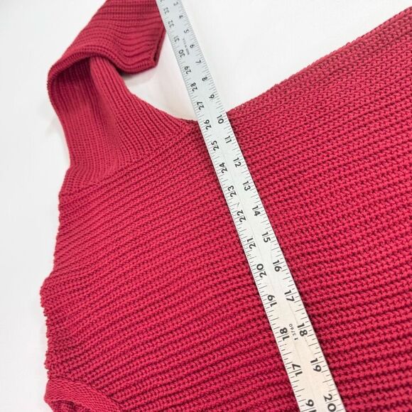 Wooden Ships Sweater Womens Medium Large Red Chunky Loose Knit Pullover - Picture 6 of 8